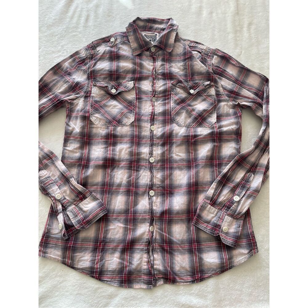 Converse one star men’s red and white flannel size small 